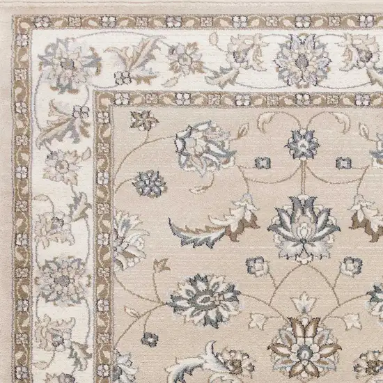 Beige Ivory Bordered Floral Indoor Area Rug Photo 3