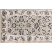 Photo of Beige Ivory Bordered Floral Indoor Runner Rug