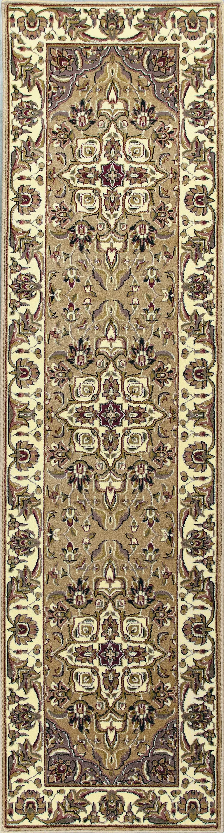 Beige Ivory Machine Woven Floral Medallion Indoor Area Rug Photo 4