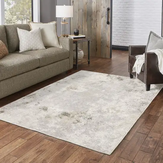 Beige Ivory Tan Grey And Brown Abstract Power Loom Stain Resistant Area Rug Photo 8