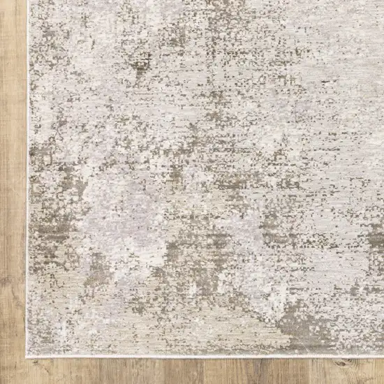 Beige Ivory Tan Grey And Brown Abstract Power Loom Stain Resistant Area Rug Photo 3