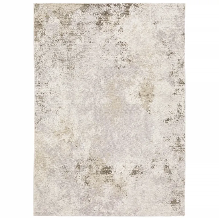 Beige Ivory Tan Grey And Brown Abstract Power Loom Stain Resistant Area Rug Photo 1