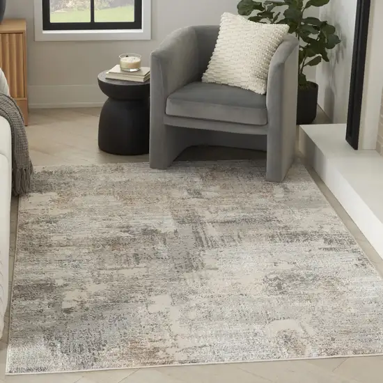 Beige Ivory and Gray Abstract Non Skid Area Rug Photo 8