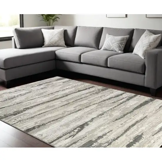 Beige Ivory and Gray Abstract Non Skid Area Rug Photo 1