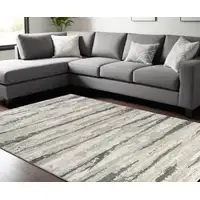 Photo of Beige Ivory and Gray Abstract Non Skid Area Rug