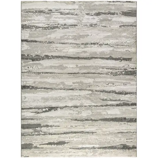 Beige Ivory and Gray Abstract Non Skid Area Rug Photo 2