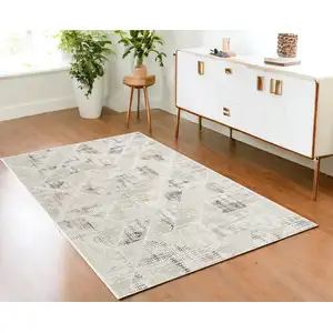 Photo of Beige Ivory and Gray Abstract Non Skid Area Rug