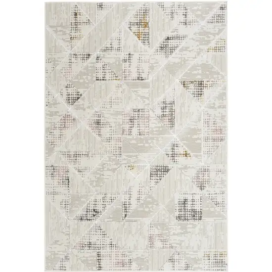 Beige Ivory and Gray Abstract Non Skid Area Rug Photo 2