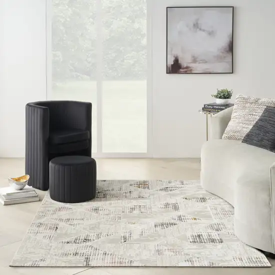 Beige Ivory and Gray Abstract Non Skid Area Rug Photo 6