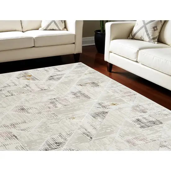 Beige Ivory and Gray Abstract Non Skid Area Rug Photo 2