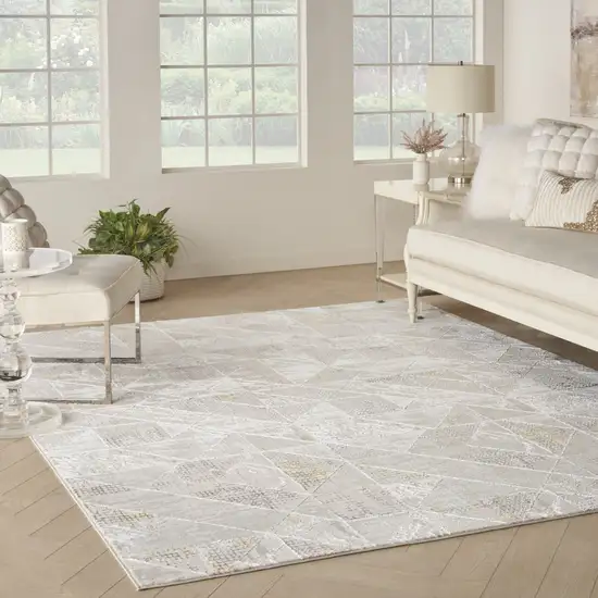 Beige Ivory and Gray Abstract Non Skid Area Rug Photo 6