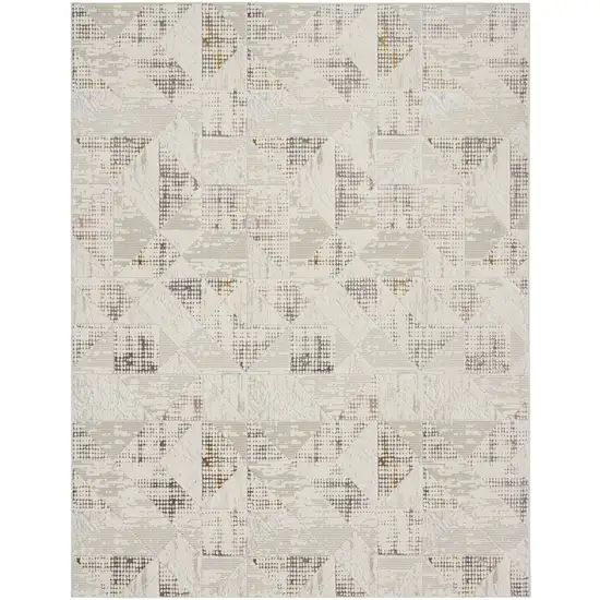 Beige Ivory and Gray Abstract Non Skid Area Rug Photo 1