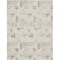 Photo of Beige Ivory and Gray Abstract Non Skid Area Rug