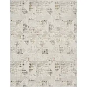 Photo of Beige Ivory and Gray Abstract Non Skid Area Rug