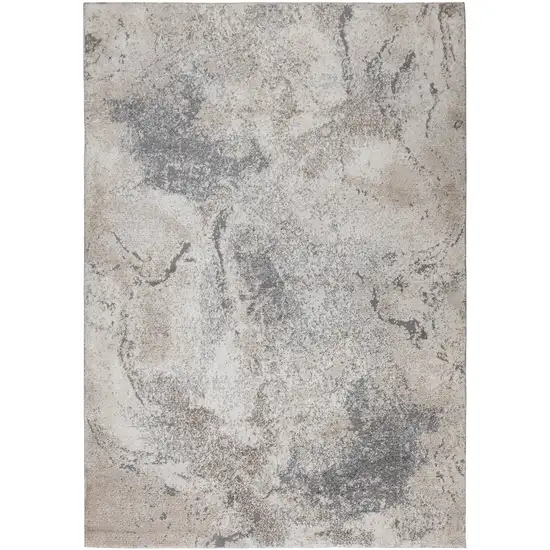 Beige Ivory and Gray Abstract Power Loom Area Rug Photo 1