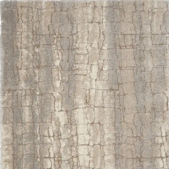 Beige Ivory and Gray Abstract Shag Area Rug Photo 7