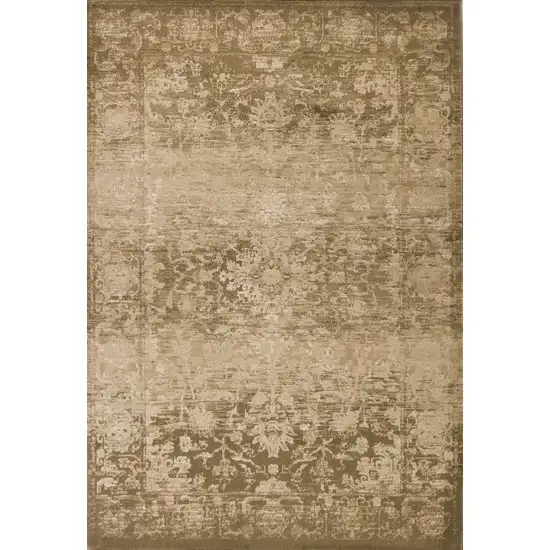 Beige Machine Woven Distressed Floral Traditional Indoor Area Rug Photo 1