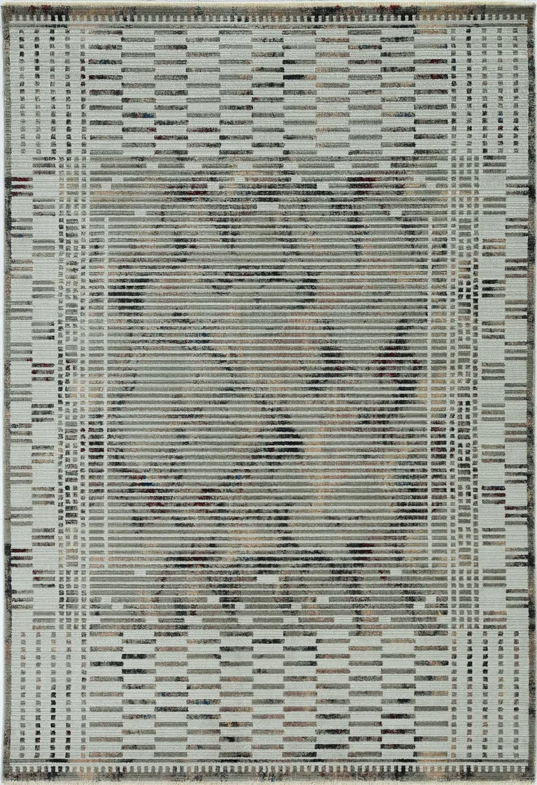 Beige Machine Woven Shrank Abstract Lines Design Indoor Area Rug Photo 2