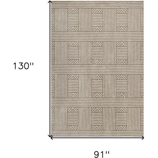 Beige Machine Woven Uv Treated Abstract Lines Indoor Outdoor Area Rug Photo 3