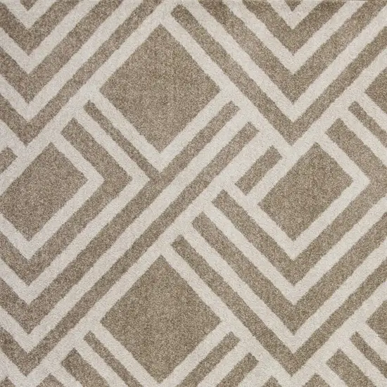 Beige Machine Woven UV Treated Geometric Indoor Outdoor Accent Rug Photo 3