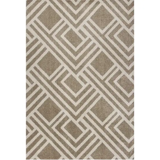 2'X4' Beige Machine Woven Uv Treated Geometric Indoor Outdoor Accent Rug Photo 1