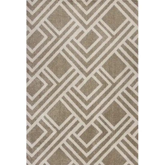 Beige Machine Woven UV Treated Geometric Indoor Outdoor Accent Rug Photo 1