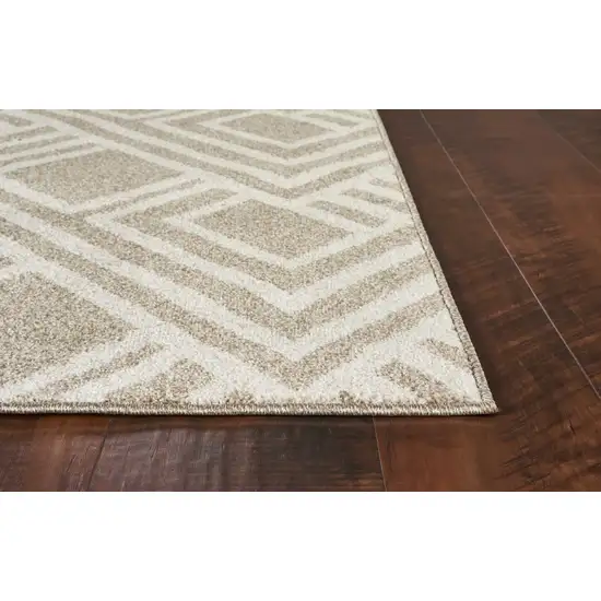 Beige Machine Woven UV Treated Geometric Indoor Outdoor Accent Rug Photo 4