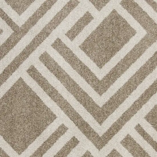 Beige Machine Woven UV Treated Geometric Indoor Outdoor Accent Rug Photo 2