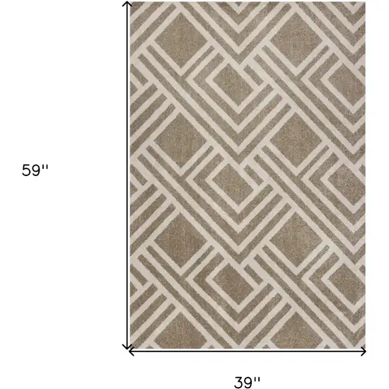 Beige Geometric Indoor Outdoor Area Rug Photo 3