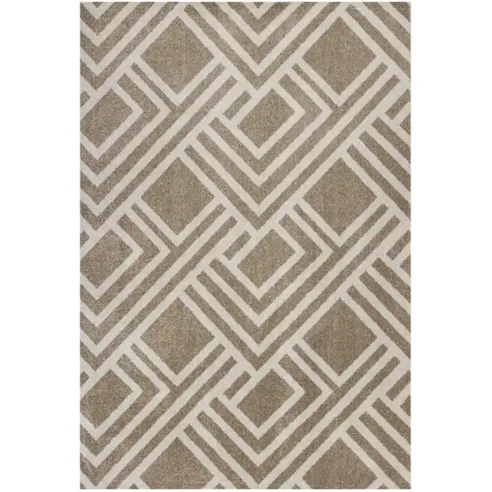 Beige Machine Woven Uv Treated Geometric Indoor Outdoor Area Rug Photo 2