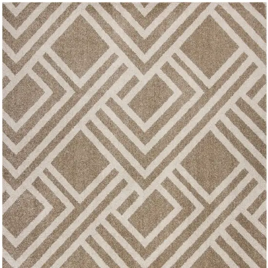 7'X10' Beige Machine Woven Uv Treated Geometric Indoor Outdoor Area Rug Photo 4