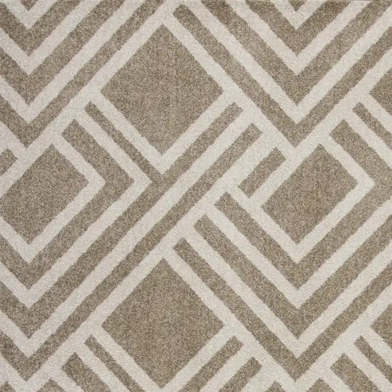 Beige Machine Woven UV Treated Geometric Indoor Outdoor Area Rug Photo 3