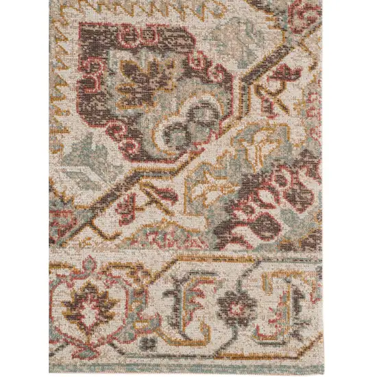 Beige Medallion Power Loom Area Rug With Fringe Photo 2