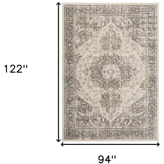 Beige Medallion Power Loom Area Rug Photo 6