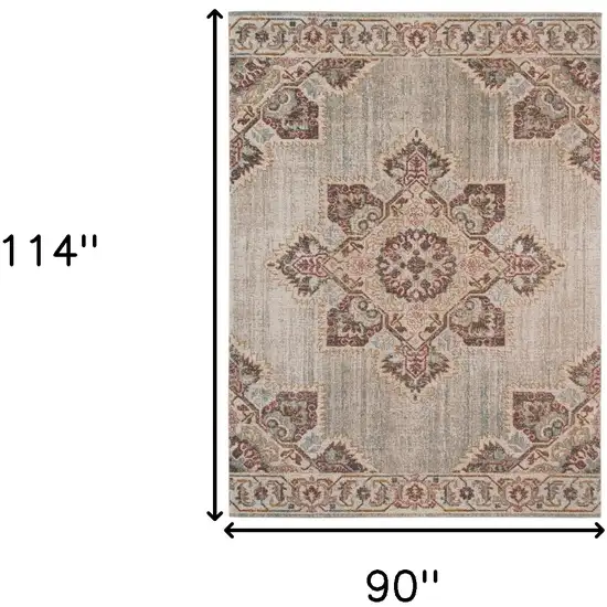 Beige Medallion Power Loom Area Rug Photo 7