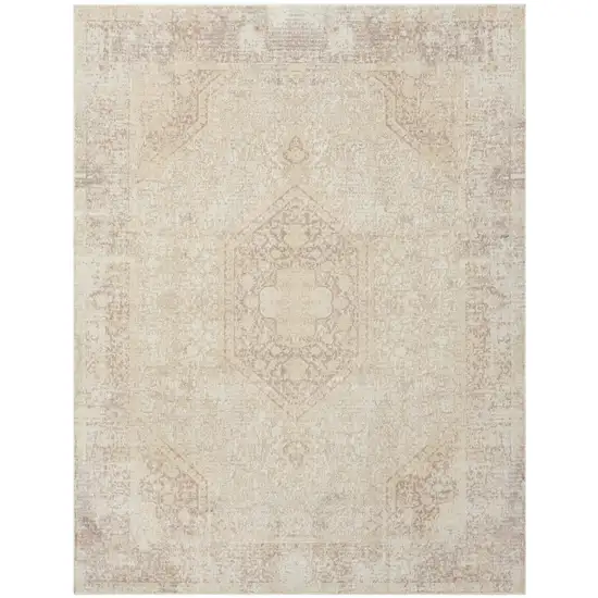 Beige Medallion Washable Non Skid Area Rug Photo 1