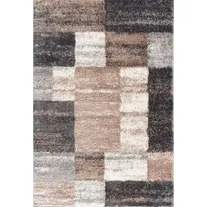 Photo of Beige Modern Blocks Area Rug