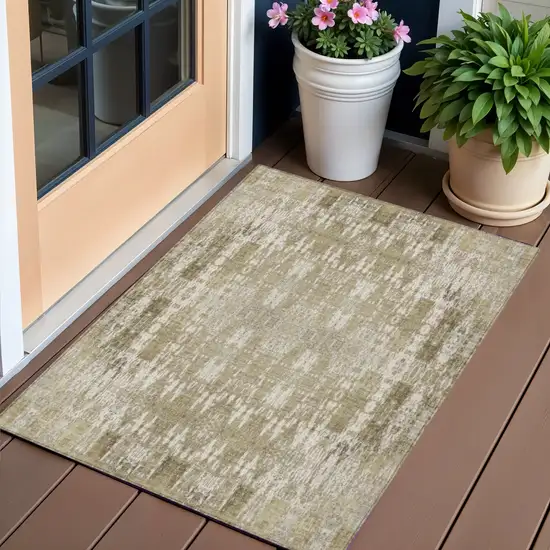 Beige Moroccan Washable Non Skid Indoor Outdoor Area Rug Photo 1