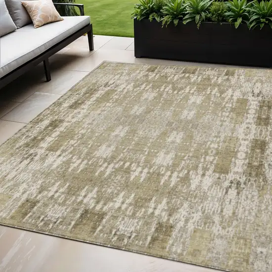 Beige Moroccan Washable Non Skid Indoor Outdoor Area Rug Photo 1