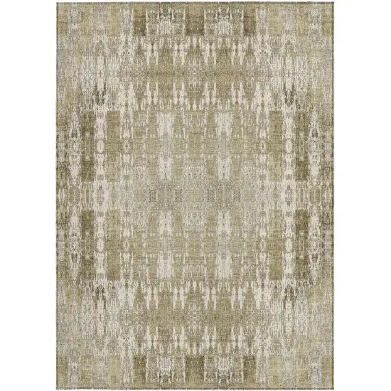 Beige Ivory And Tan Moroccan Washable Indoor Outdoor Area Rug Photo 5