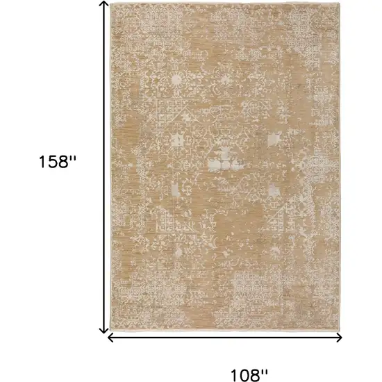 Beige Oriental Area Rug With Fringe Photo 6