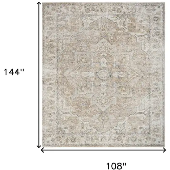 Beige Oriental Power Loom Area Rug Photo 7