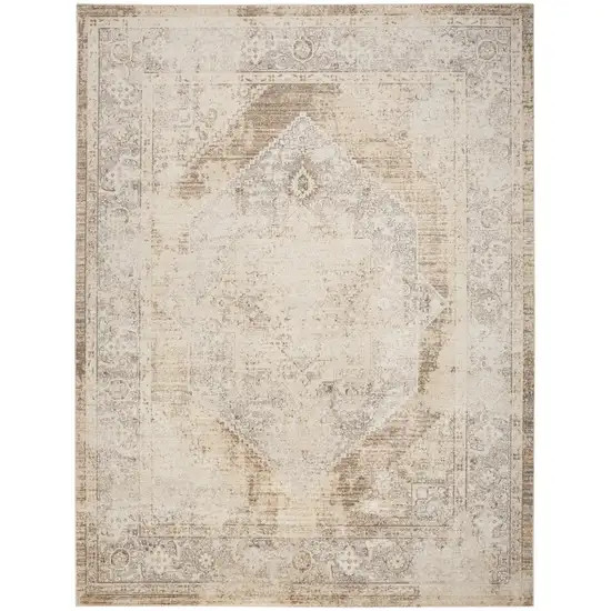 Beige Oriental Power Loom Area Rug Photo 2