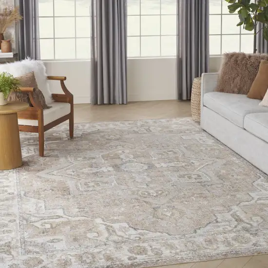 Beige Oriental Power Loom Area Rug Photo 5