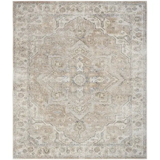 Beige Oriental Power Loom Area Rug Photo 1