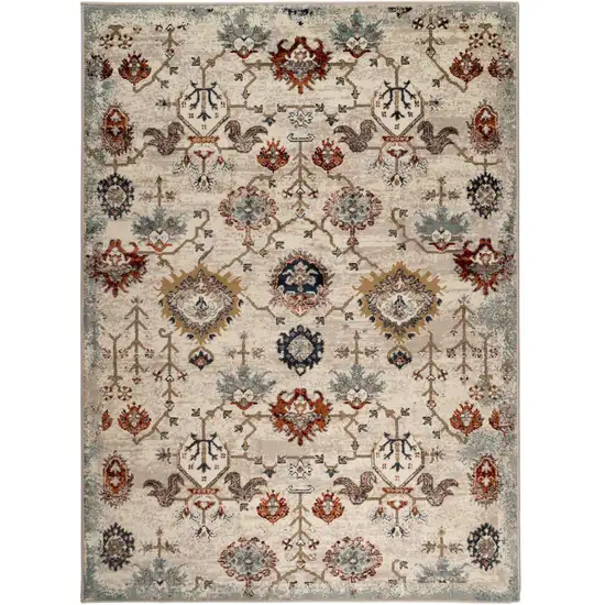 Beige Oriental Power Loom Area Rug Photo 1