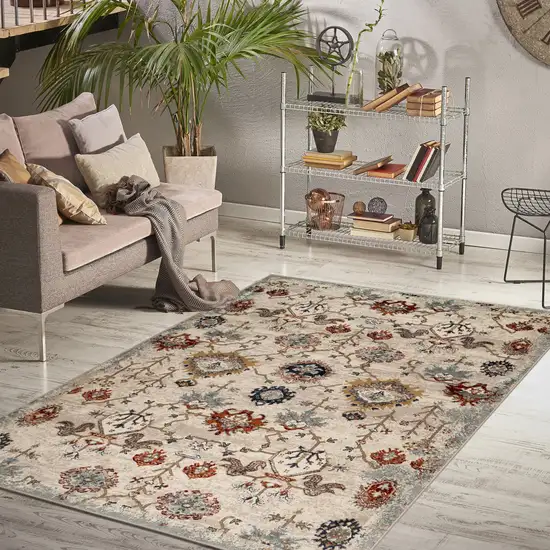 Beige Oriental Power Loom Area Rug Photo 7