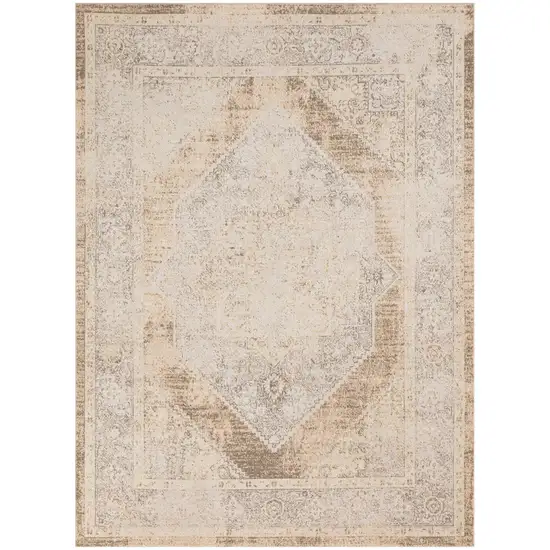 Beige Oriental Power Loom Washable Area Rug Photo 7