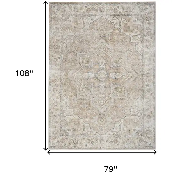 Beige Oriental Power Loom Washable Area Rug Photo 7