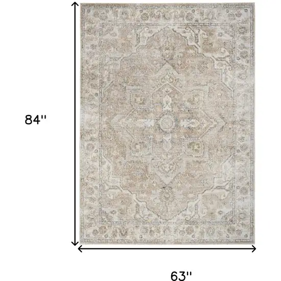 Beige Oriental Power Loom Washable Area Rug Photo 7